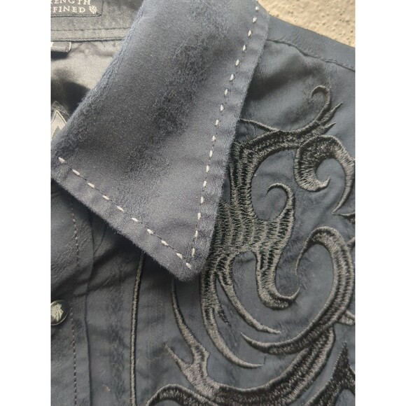 ROAR Dress Shirt LG Mens Graphic Black Embroidered Artsy Rodeo Strong Cowboy - Picture 6 of 16